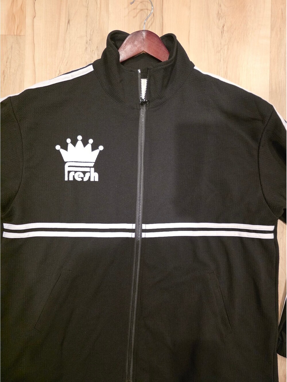 Fresh Black Track Jacket with White Stripe and Logo - Picture 2 of 7